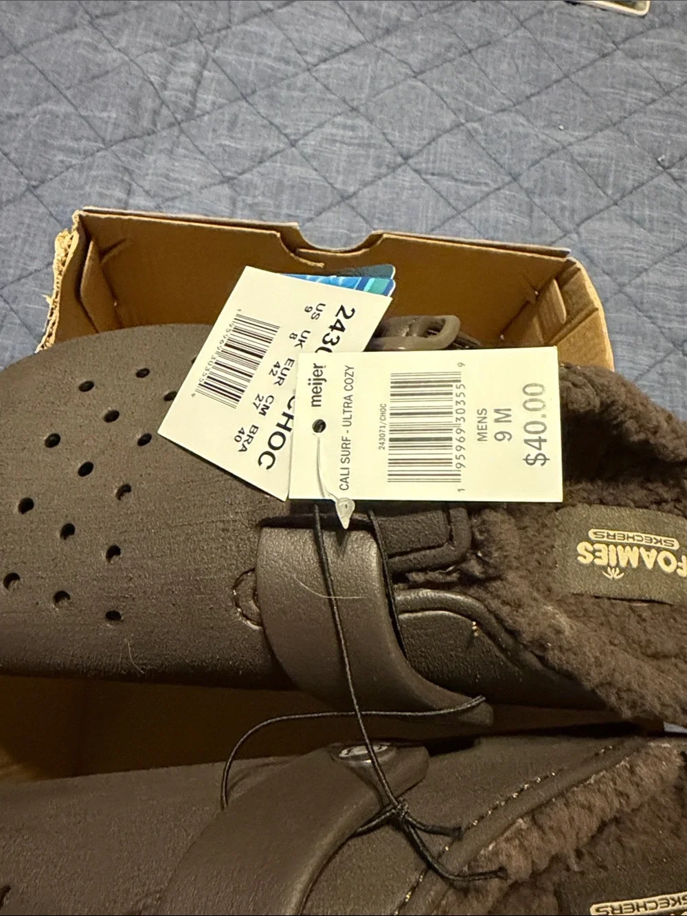 Skechers Kids Brown Faux-Fur Lined Clog Slippers with Buckle